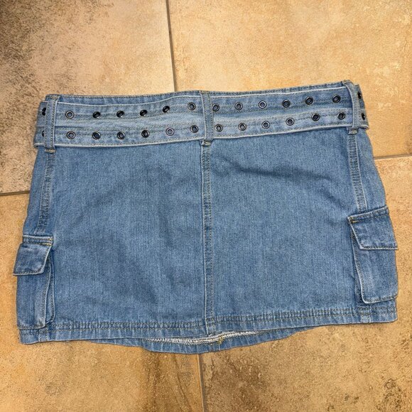 Princess Polly Iconic Cargo Belted Mini Skirt Blue Denim Size 6 - Picture 5 of 5